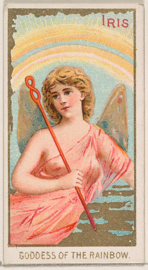 Iris, bohyňa dúhy, chromolitografická karta zo série Goddesses of the Greeks and Romans (N188, 1889), Metropolitan Museum of Art