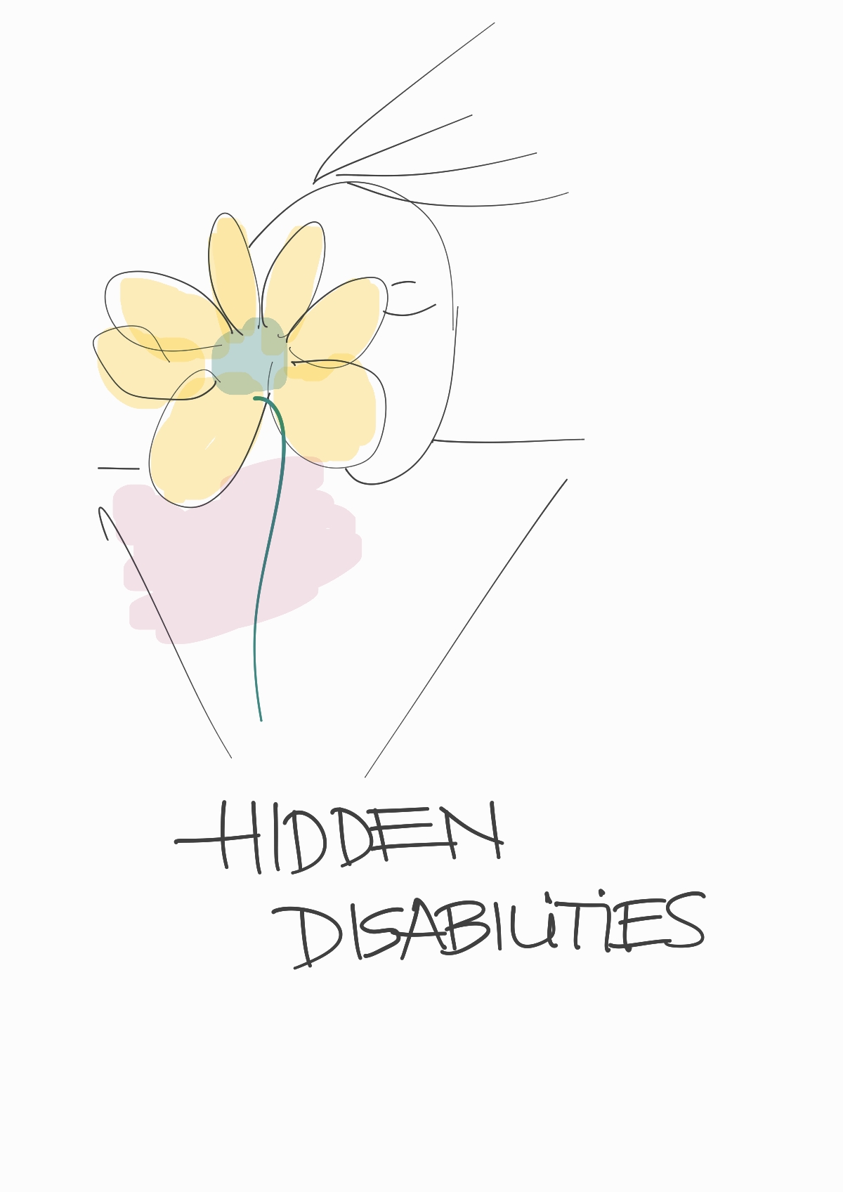 Pictogramme Hidden Disabilities Sunflower, silhouette de voyageur accompagnée d'un tournesol, signalétique aéroport, cordon vert et tournesols jaunes signalant un handicap invisible (programme Gatwick 2016)