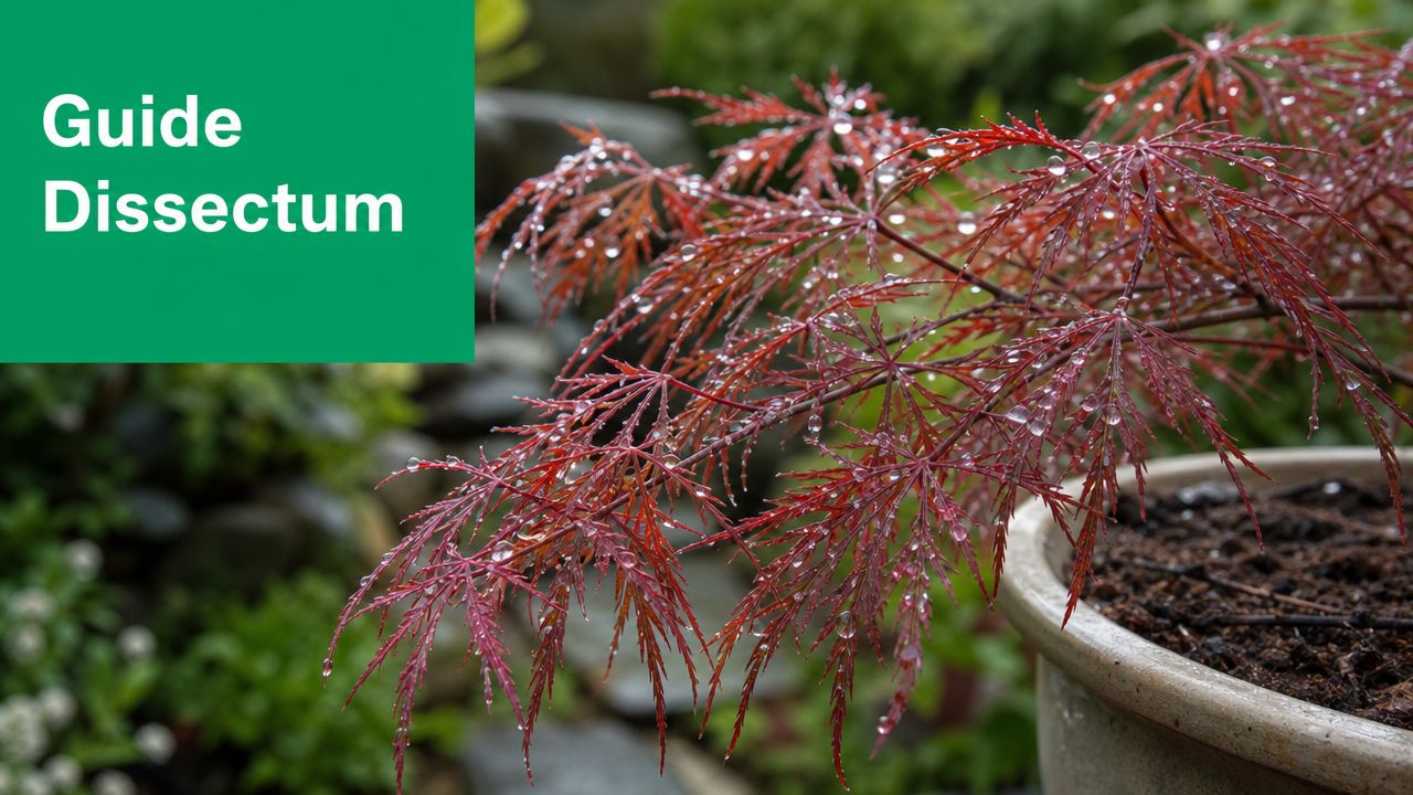 Érable du Japon de type dissectum au feuillage lacinié et retombant dans un jardin