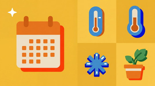 Calendrier de jardinage avec semis, outils et legumes du potager